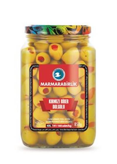 Yeşil Kırmızı Biber Dolgulu Zeytin (850 gr)